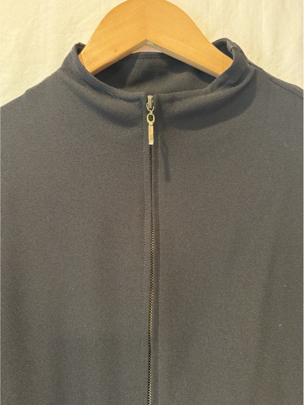 VINTAGE Funnelneck Black Full Zip Short Jacket Long Sleeve Women’s size Large